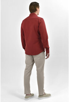 Strijkvrij overhemd japanese knitted - Rood - 37 (S)