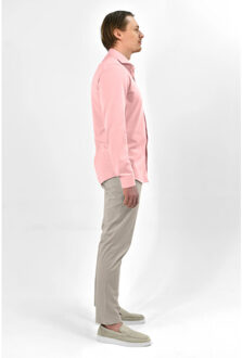 Strijkvrij overhemd japanese knitted - Roze - 37 (S)