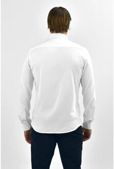 Strijkvrij overhemd japanese knitted - Wit - 38 (S)