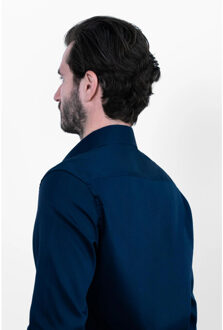 Strijkvrij overhemd katoen satijn Blauw - 37 (S)