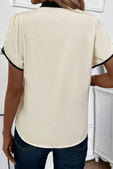 Strik Hals Blouse Ivoor