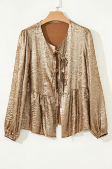 Strik V-hals Lange Mouwen Top Bruin