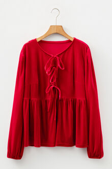 Striknek Fluwelen Top Donkerrood