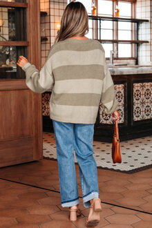 Strikvoorpand Gestreepte Cardigan - maat XL Salie Groen