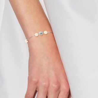 String Armband força en zoetwatercultuur kralen zilver 925 - One Size