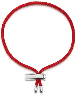 Stringarmband voor mannen met verstelbaar zilveren slot Nialaya , Red , Heren - ONE Size