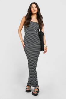 Stripe Bandeau Maxi Dress, Black - 14