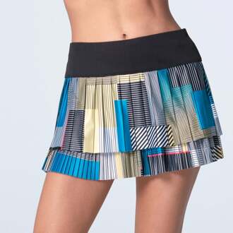 Stripe It Up Pleated Rok Dames-Zwart,Veelkleurig - XL