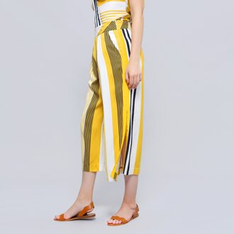 Stripe print vouw capri -broek Blauw