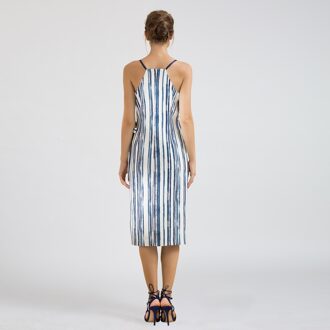 Stripe print wrap effect -jurk Blauw - M