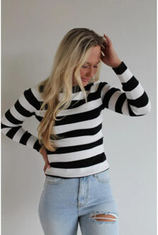 Stripe top | zwart - maat 38 Veelkleurig