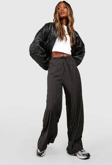 Stripe Wide Leg Floaty Pants, Black - 44