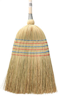 Stro bezem met houten Steel - 142 cm - binnen bezem - veel haren