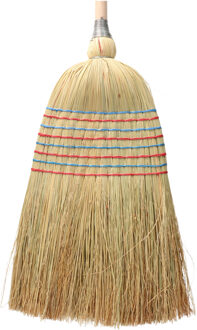 Stro bezem met houten Steel - 150 cm - binnen bezem - veel haren