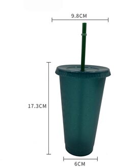Stro Cup Lovertjes Glitter Cup Kleurrijke Koffie Sap Stro Mok Eenvoudige Plastic Bodem Outdoor Draagbare Cup plastic groen