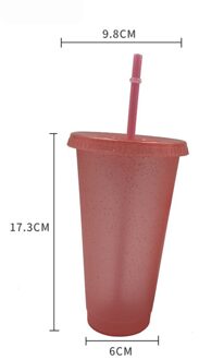 Stro Cup Lovertjes Glitter Cup Kleurrijke Koffie Sap Stro Mok Eenvoudige Plastic Bodem Outdoor Draagbare Cup plastic licht roze