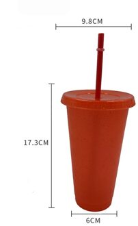 Stro Cup Lovertjes Glitter Cup Kleurrijke Koffie Sap Stro Mok Eenvoudige Plastic Bodem Outdoor Draagbare Cup plastic rood
