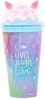 Stro Cup Met Cat Claw Vorm Heldere Gradiënt Kleuren Lekvrij Drinkwater Flessen Blauw