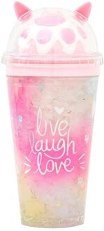 Stro Cup Met Cat Claw Vorm Heldere Gradiënt Kleuren Lekvrij Drinkwater Flessen Roze