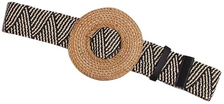 Stro Gebreide Ronde Gesp Persoonlijkheid Lange Brede Riem Vrouwen Mode Tij Alle-Match streep