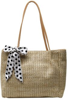 Stro Handtas Grote Capaciteit Schoudertas Vrouwelijke Tas Eenvoudige Draagtas Zomer Boodschappentas Strandtas khaki