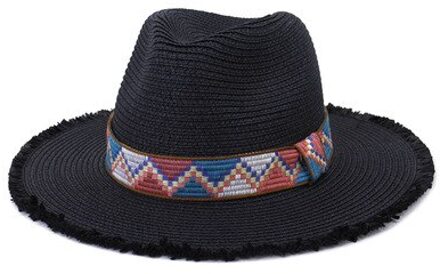 Stro Hoeden Vrouwen Riem Band Khaki Zwart Zomer Lente Zon Hoeden Brede Rand Toevallige Outdoor Zon Bescherming Outdoor Strand Zomer hoeden