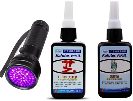 Strong 50ml Kafuter UV Glue UV Curing Adhesive with 51 LED UV Flashlight UV Curing Adhesive Crystal Glass and Metal Bonding