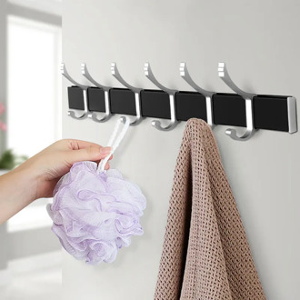 Strong Aluminum Paste Hook Door Rear Row Hook Hanger Free Punching Wall Hanging Wall Load-Bearing Coat Hook Coat Hook