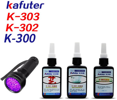 Strong power 51led UV light +Kafuter 50ml UV Glue UV Curing Adhesive K-300 303 302 Transparent Crystal and Glass ABS Adhesive