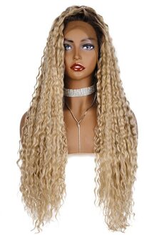 StrongBeauty Synthetische Lace Front Pruik Ombre Lange Krullend Haar zilvergrijs/Zwart wortels pruiken voor Vrouwen ZYZB34