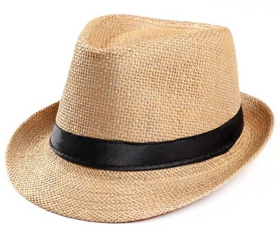 Strooien Hoed Unisex Mode Trilby Cap Mannen En Vrouwen Eenvoudige Strand Outdoor Zon Hoeden Sombrero De Mujer Gorros mujer khaki