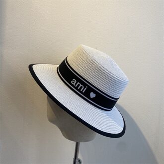 Strooien Hoed Vrouwen Zomer Grote Brede Rand Borduurwerk Zon Bescherming Verstelbare Elegante Dame Hoeden Strand Hoeden Voor Vrouwen wit