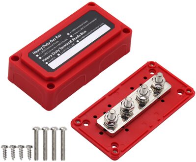 Stroomverdeling Blok Zware Bus Bar Box Terminal Studs 48V 300A Post Batterij Junction Block Voor Auto Rv truck Marine Boot rood 4xM8