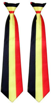 Stropdas vlag kleuren Belgie supporters - 2x - landen thema verkleed accessoires