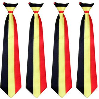 Stropdas vlag kleuren Belgie supporters - 4x stuks - landen thema verkleed accessoires