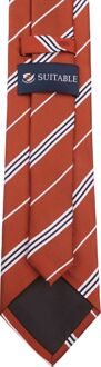 Stropdas Zijde Streep Rood - Oranje