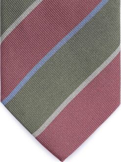 Stropdas Zijde Triple Stripe Groen - Multicolour