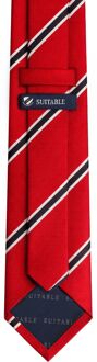 Stropdas Zijde Triple Stripe Rood - Bruin