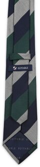 Stropdas Zijde Wide Stripe Navy Groen - Donkergroen