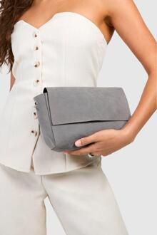 Structured Clutch Bag And Chain, Grey - ONE SIZE