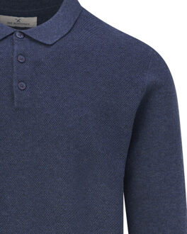 Structured polo long sleeve Blauw - XXL
