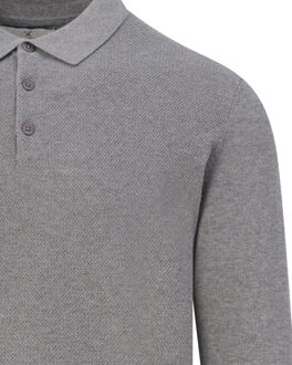 Structured polo long sleeve - maat M Grijs