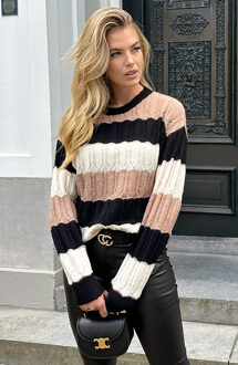 Structured Striped Sweater Lurex Camel