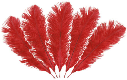 Struisvogelveren/sierveren - 5x - rood - 20-25 cm - decoratie/hobbymateriaal
