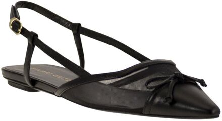 Stuart Weitzman Kitty - Leren en Doorzichtig Stoffen Slingback Zwart - EU 39