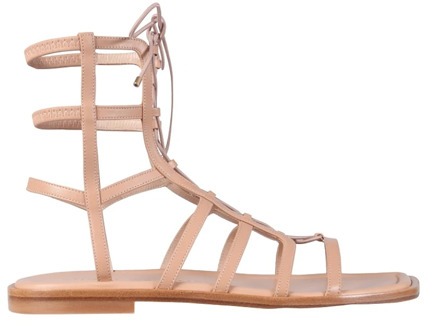Stuart Weitzman Upgrade je zomerse stijl met platte sandalen Stuart Weitzman , Beige , Dames - 36 1/2 EU