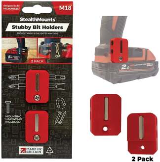 Stubby Bithouder voor Milwaukee M18 | Rood | 2 stuks - BH-M18-S-RED