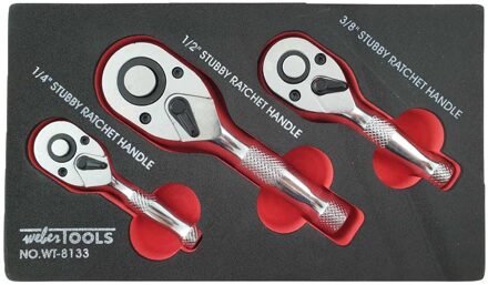 Stubby ratel set met Quick Release 1/4, 1/2 & 3/8 - 72-tand WT8133