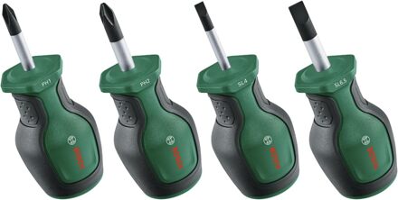 Stubby screwdriver set 4-piece (Schroevendraaierset kort 28mm 4 stuks: PH1, PH2, SL4, SL5,5) - 1600A032UJ