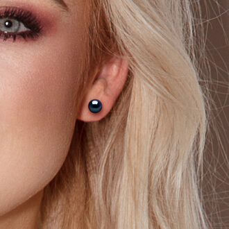 Stud Earrings Gekweekte parels Zoetwater 89mm White Gold Black Zwart - One Size